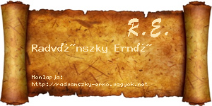 Radvánszky Ernő névjegykártya